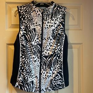 Koret Sport Black and White Animal Print Women's Zippered Vest w/Pockets, Size S